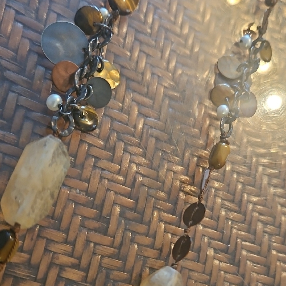 Silpada 34" Sterling, Tiger Eye And Quartz Necklace